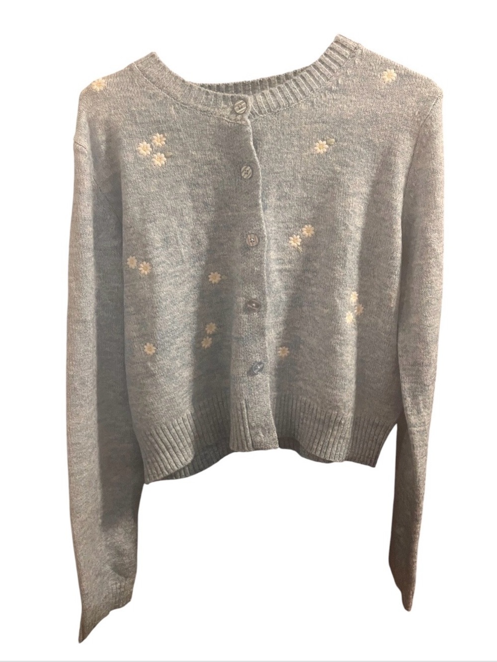 Jessica Simpson light blue Cardigan with white Floral Embroidery